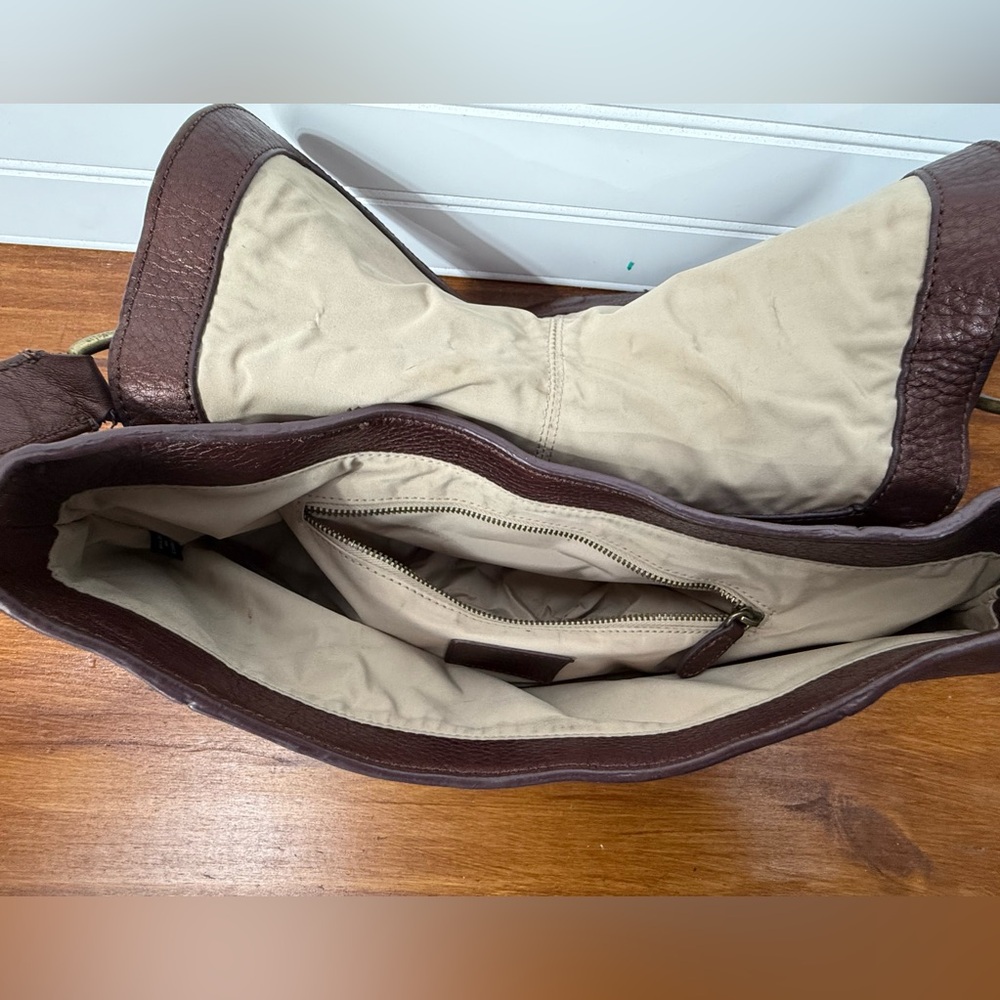 Y2K Cole Haan brown pebbled leather Village Paillette hobo shoulder bag purse. - Picture 8 of 14